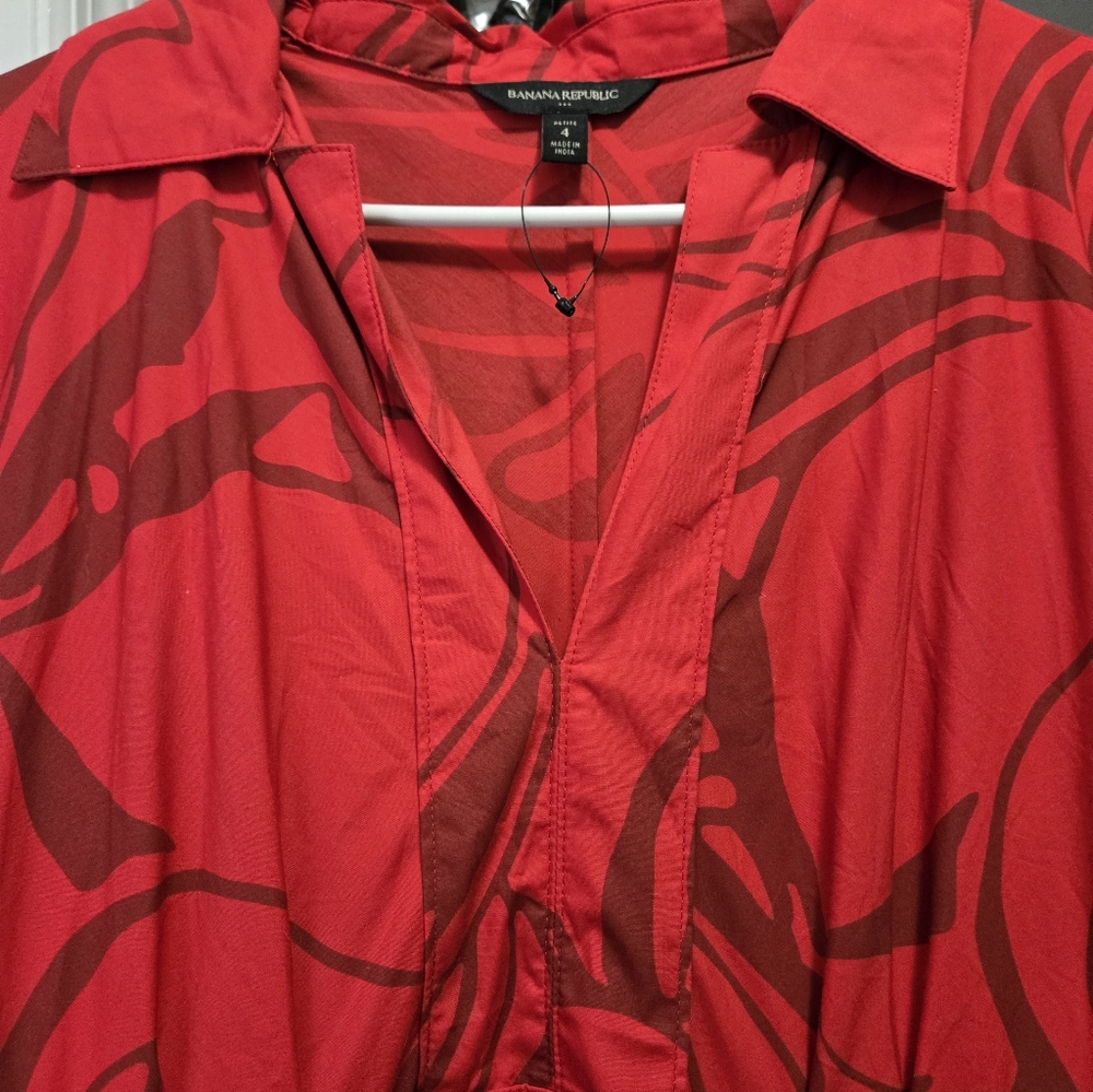 Banana Republic Vibrant Red Abstract Dress